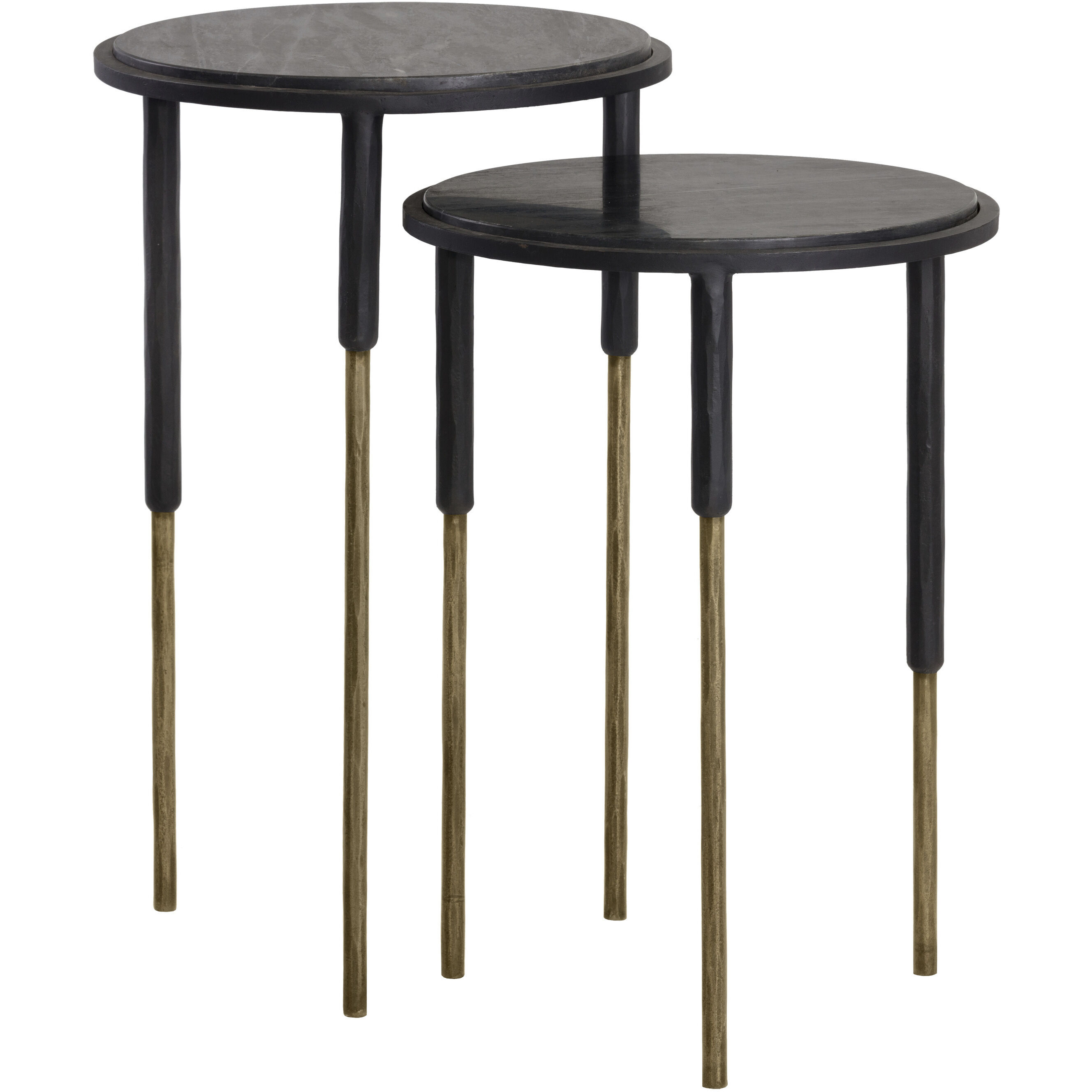 Kyrie 24.5 X 15 inch Black / Antique Brass Nesting End Tables, Set Of 2
